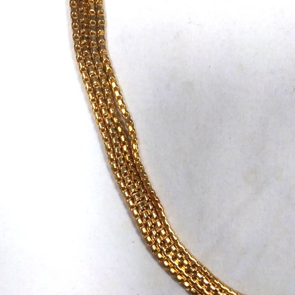 4-Strand Box Chain Necklace Gold Tone 14 Inches Buckle Clasp - Picture 3 of 3